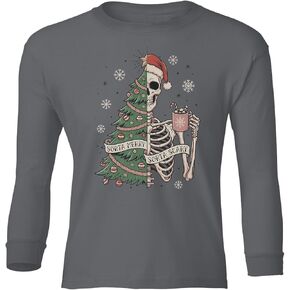 Sorta Merry Sorta Scary - Christmas Tree Skeleton Youth Long Sleeve T-Shirt in Saudi Arabia
