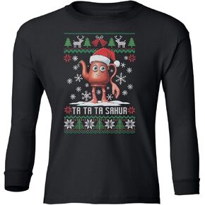 Ta Ta Sahur Xmas – Funny Brainrot Christmas Ugly Youth Long Sleeve T-Shirt in Saudi Arabia