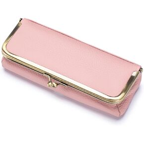 Leather Kiss Lock Eyeglass Case Sunglasses Case Vintage Eyeglasses Pouch Soft Glasses Case for Men and Women in Saudi Arabia
