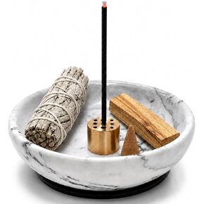 Natural Marble Incense Holder, 4.72 Incense Holder for Sticks with 9 Holes, Handmade Incense Burner for use in Meditation/Palo Santo/Sage/Cone (Black) in Saudi Arabia