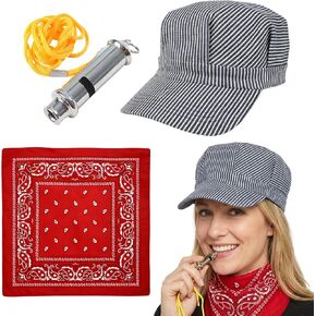 3-Piece Set for Role Play and Costume Parties, Conductor Hat, Train Conductor Hat for Adults,Soft Cotton Material in Saudi Arabia
