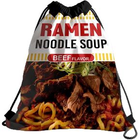 Drawstring Bag for Women Men, Food Lover Bag - Ramen Noodle Soup Beef, Lightweight Drawstring Sports Backpack, Quick-drying and Moisture-proof Bags for Gym, Sports, Travel, Daily Use 187 in Saudi Arabia