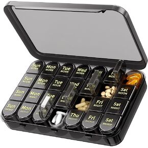 Daviky Pill Organizer 4 Times a Day - Large Weekly Medicine Pill Organizer, Travel Pill Box 7 Day with Easy-Open Big Compartments, Pill Box for Vitamins, Supplements, Fish Oils and Medication in Kuwait