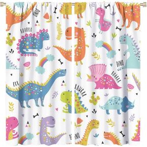 Cartoon Dinosaur Curtains for Boys Girls Home Decor Childish Cute Dino Animals Print Pattern Rod Pocket Blackout Window Drapes for Nursery Baby Bedroom Playroom W21xL45in Decor in Saudi Arabia