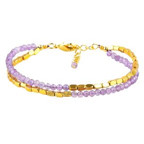 ColouredRocks Tanzanite Beads Bracelet, Beaded & Metal Layer Strand, Gemstone Crystals Beads, Trendy Daily Wear Women Jewelry, Gold Plated Bracelet 8 inch in Saudi Arabia