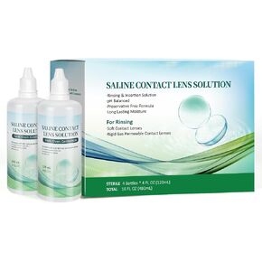 Saline Contact Lens Solution Rinsing & Insertion Gentle Saline Solution Travel-Friendly for Soft & Rigid Gas Permeable Lenses 4 Fl Oz (Pack of 4) in Saudi Arabia