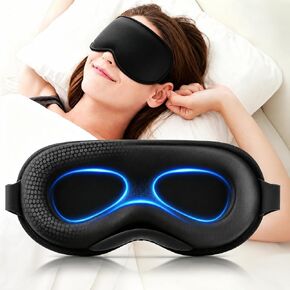 Weighted Eye Mask for Sleeping - Sleep Mask for Women & Men, 3D Contoured Blackout Sleeping Mask for Lash Extensions, Zero Pressure Soft Eye Cover with Adjustable Strap for Travel, Black in Saudi Arabia