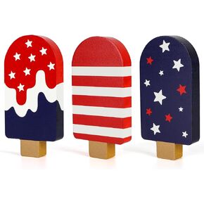 4th of July Decorations 3Pcs Wooden Patriotic Signs Memorial Day Decorations Red White and Blue Decorations Labor Day Decor 250 Anniversary Decorations for Independence Day Home Office Tiered Tray Table Shelf in Kuwait