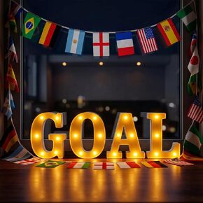Goal Letter Sign LED Lights Battery Powered, 2026 World Soccer Decorations, Light Up Table Decor Hanging Cup Party Decorations Indoor Outdoor in Saudi Arabia