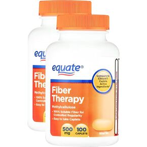 KP+ Equate Fiber Therapy Caplets with Methylcellulose 500 mg | 100 Caplets | Soluble Methylcellulose for Digestive Regularity | Gentle, Non-Stimulant Laxative | Pack of 1 in Saudi Arabia