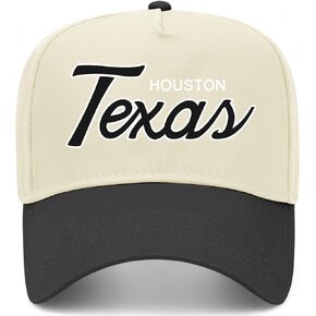 Houston Texas Script Vintage Trucker Hat | Premium Adjustable Snapback Baseball Hat for Men & Women in Kuwait