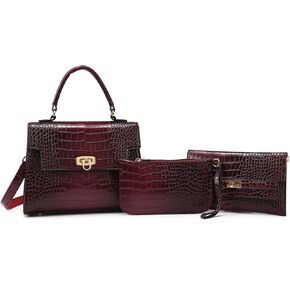 Makukke 3Pcs Top Handle Purse Set for Women, PU Leather Satchel with Adjustable Crossbody Strap, Shoulder Bag for Work,Travel in Saudi Arabia