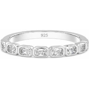 Radiant Cut Moissanite Half Eternity Wedding Band, Bezel Set, 925 Sterling Silver, East-West Bridal Ring, EF-VS, 0.60 TCW in Saudi Arabia