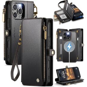 Defencase Compatible with iPhone 16 Pro Case Wallet with RFID Blocking Card Holder for Women Men, PU Leather Magnetic Snap Flip Zipper Strap Wallet Phone Case Fit for iPhone 16 Pro 6.3", Blue Green in Saudi Arabia