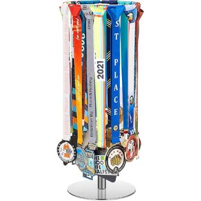 Shimeyao Medal Hanger Display Medal Display Rotatable Medal Holder Rotating Metals Display Rack Adjustable Award Holder Stand for Basketball Running Sports Race (Black,14.5 Inch, 65+ Medals) in Kuwait