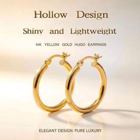 14K Gold Hoop Earrings for Women, Lightweight Everyday Hoops - Perfect Mother’s Day, Valentine’s, Anniversary & Birthday Gifts for Wife in Saudi Arabia