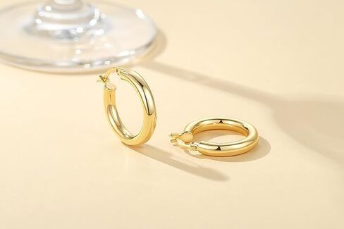 14K Gold Hoop Earrings for Women, Lightweight Everyday Hoops - Perfect Mother’s Day, Valentine’s, Anniversary & Birthday Gifts for Wife in Saudi Arabia