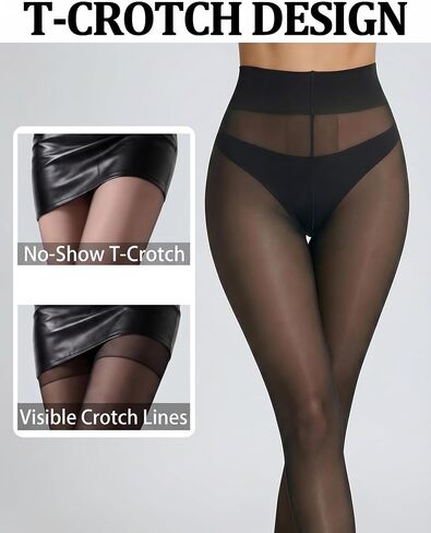 Sheer to Waist Women's 30D Pantyhose, 2 Pairs Black Tights T-Crotch Control Top with Reinforced Toes, Nylon Stockings in Saudi Arabia