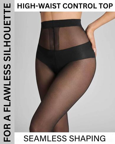 Sheer to Waist Women's 30D Pantyhose, 2 Pairs Black Tights T-Crotch Control Top with Reinforced Toes, Nylon Stockings in Saudi Arabia