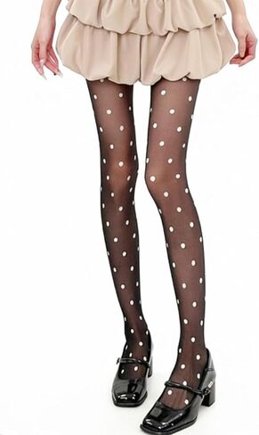 Women's Polka Dot Tights, Sheer Patterned Hosiery in Pink and Teal in Saudi Arabia