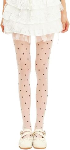 Women's Polka Dot Tights, Sheer Patterned Hosiery in Pink and Teal in Saudi Arabia