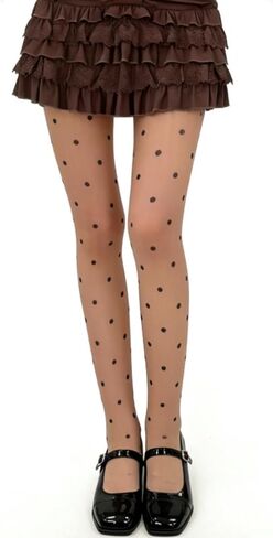 Women's Polka Dot Tights, Sheer Patterned Hosiery in Pink and Teal in Saudi Arabia