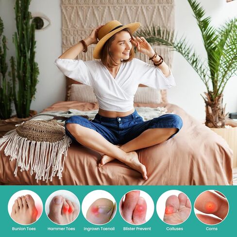 Welnove Toe Cushion Tube Sleeves, 16 Counts Soft Corn Covers for Women Men Pain Relief, Toe Sleeve Protectors for Cushions Corns, Blisters, Calluses - Purple Lining with Lavender Scent - Multi Size in Kuwait