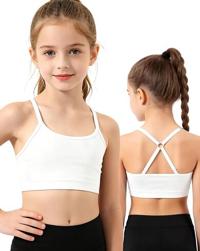 iMucci Girls Sports Bra Training Bra Cross Back Dance Bra Kid Teen Adjustable Straps Removable Padding 8-16 Years in Saudi Arabia