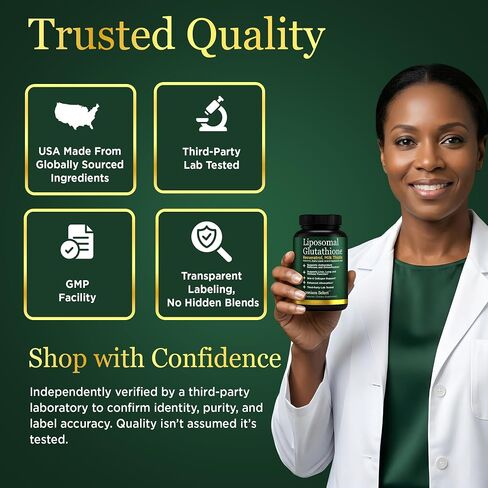 Liposomal Glutathione Capsules with Resveratrol & Milk Thistle Supplement for Men and Women - L-Glutathione - 60 Capsules, Third Party Tested, Made in USA in Saudi Arabia