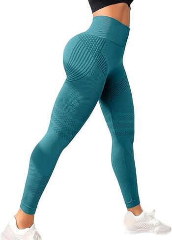 High Waisted and Hip Lifting Yoga Elastic Quick Drying Tight Pants Athletic Leggings Tummy Control Tight Trousers in Kuwait