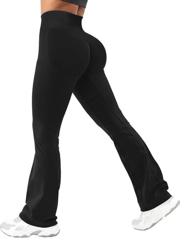 Ieumaz Scrunch Butt Lifting Flare Leggings for Women Seamless Mid Low Waist Tummy Control Workout Yoga Pants in Kuwait