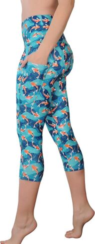 Comfy Yoga Women’s Capri Leggings with Pockets - High Waist Yoga Capris, Soft Lightweight Workout Pants, Colorful Boho Prints in Saudi Arabia