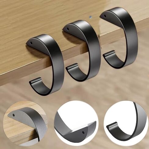 2Pcs Handbag Hook for Table, C Shape Purse Hanger for Desk, Socks Stockings Holders, Alloy Heavy Duty Hook for Hanging Various Heavy Items, Foldable Bag Holder for Desktop Organization. Black in Kuwait