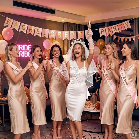 Bachelorette Party Accessories Set for Bride - 9 Pcs Premium Bridal Veil, Pearl Headband, Sash & Gloves | Complete Bridal Shower Kit for Wedding & Despedida de Soltera in Saudi Arabia