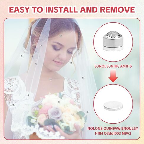 20Pcs Veil Weights Wedding Magnetic Diamonds,Rhinestone Crystals Hijab Scarf Magnets for Women Clothes Scarf Bridal Wedding Dress Veil Accessories in Kuwait