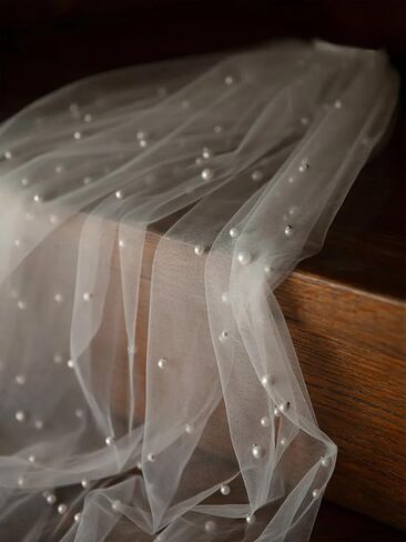 1 Tier Pearl Bride Wedding Bridal Veil With Hair Comb, Bridal Cathedral Veil, White Headpiece Bridal Shower Gift in Saudi Arabia