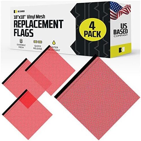 DC Cargo Quick Release Flag Mount Warning Flags for Truck Loads & Cars - DOT Compliant Mesh Safety Red Wide Load Flags | Oversize Load Flags for use with Oversized Load Signs - 2 Pack, 18" x 18" in Kuwait