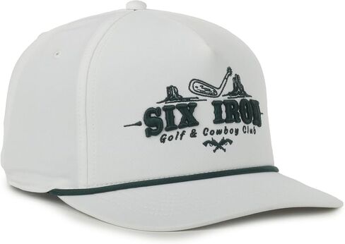 Outdoor Cap Six Iron Golf Cowboy Cap – White High Crown Hat, Dark Rope Detail, Western Golf Graphic, One Size in Kuwait