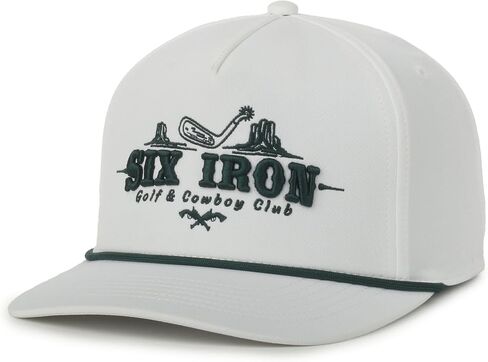 Outdoor Cap Six Iron Golf Cowboy Cap – White High Crown Hat, Dark Rope Detail, Western Golf Graphic, One Size in Kuwait