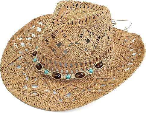 Straw Cowboy Hat – Wide Brim Sun Hat for Men & Women, Breathable Foldable Western Jazz Cap for Travel, Vacation & Daily Wear in Saudi Arabia