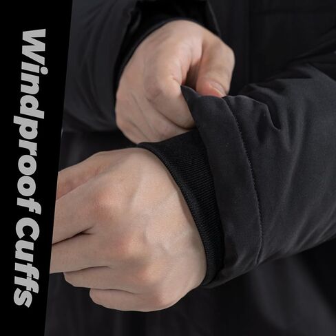 Men's Winter Work Jacket with Teflon Fabric Protector,Fleece Lined Thermal Insulated Black Hooded Coat in Kuwait