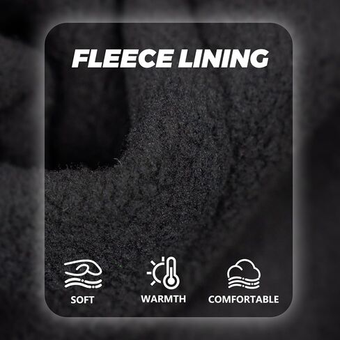 Men's Winter Work Jacket with Teflon Fabric Protector,Fleece Lined Thermal Insulated Black Hooded Coat in Kuwait