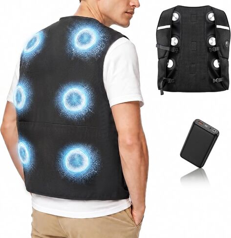 Cooling Vest for Men & Women, Wearable Cooling Jacket with 6 Semiconductor Cooling Plates, Portable Air Conditioner Vest for Outdoor Work, Gardening, Fishing, Construction in Kuwait