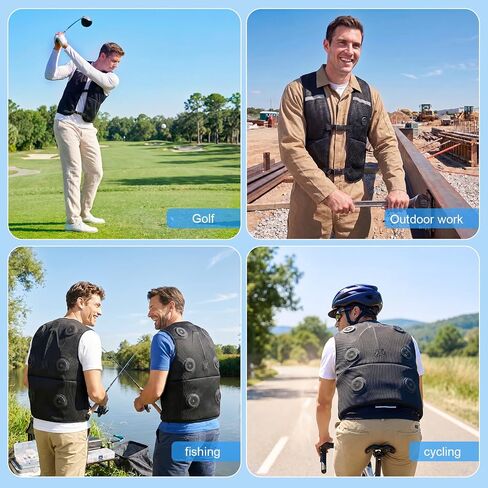 Cooling Vest for Men & Women, Wearable Cooling Jacket with 6 Semiconductor Cooling Plates, Portable Air Conditioner Vest for Outdoor Work, Gardening, Fishing, Construction in Kuwait