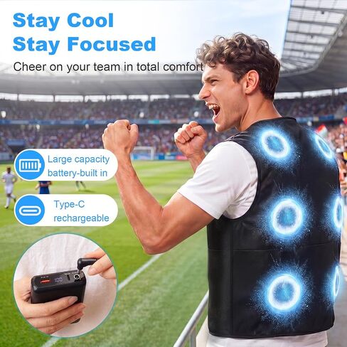 Cooling Vest for Men & Women, Wearable Cooling Jacket with 6 Semiconductor Cooling Plates, Portable Air Conditioner Vest for Outdoor Work, Gardening, Fishing, Construction in Kuwait