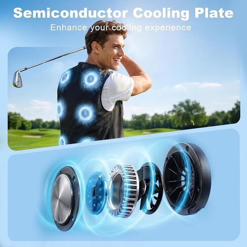 Cooling Vest for Men & Women, Wearable Cooling Jacket with 6 Semiconductor Cooling Plates, Portable Air Conditioner Vest for Outdoor Work, Gardening, Fishing, Construction in Kuwait