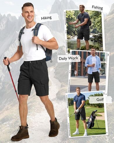 IGOLUMON Men's Hiking Cargo Shorts 9"/11" Water Resistant Quick Dry Stretch Short for Men Golf Casual with 6 Pockets in Kuwait