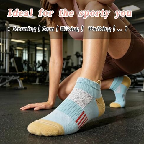 MICBAM 10 Pairs Womens Ankle Socks-Cushioned Running Athletic Cotton Socks,Low Cut Casual Socks,Size 6-12 in Saudi Arabia