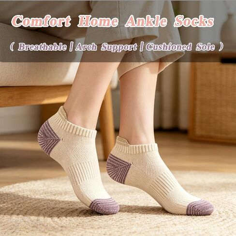 MICBAM 10 Pairs Womens Ankle Socks-Cushioned Running Athletic Cotton Socks,Low Cut Casual Socks,Size 6-12 in Saudi Arabia