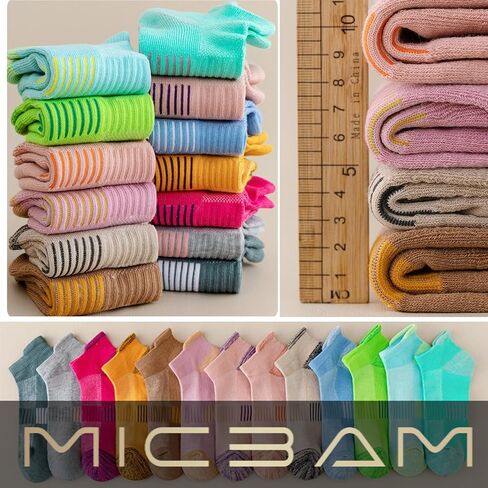 MICBAM 10 Pairs Womens Ankle Socks-Cushioned Running Athletic Cotton Socks,Low Cut Casual Socks,Size 6-12 in Saudi Arabia